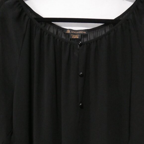LOVE & LEGEND | size 16 | Elegant Black Sheer Long Sleeve Blouse | Button Front - Picture 4 of 15